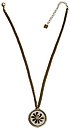 image for necklace (long) Yoga white antique brass (coloured designed round-shape element on coloured cord neckline)