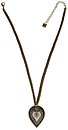 image for necklace (long) Yoga white antique brass (coloured designed teardrop-shape element on coloured cord neckline)