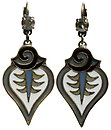 image for earring eurowire dangling Yoga white antique brass (SS 29: crystal silver shade stone; hang-in coloured designed drop-element)