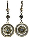image for earring dangling Yoga white antique brass (hang-in SS 20: crystal sage & small coloured designed round element)