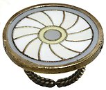 image for ring Yoga white antique brass (coloured designed round element)