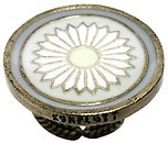 image for ring Yoga white antique brass (coloured designed round element)
