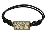 image for bracelet knot Yoga white antique brass (coloured designed rectangular element & cord together)