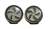 image for earring clip Yoga white antique brass (small coloured designed round element)