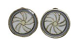 image for earring clip Yoga white antique brass (small coloured designed round element)