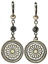 image for earring dangling Yoga white antique brass (hang-in SS 20: crystal sage & small coloured designed round element)