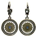 image for earring eurowire dangling Yoga white antique brass (hang-in SS 20: crystal sage stone & small coloured designed round element)