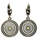 image for earring eurowire dangling Yoga white antique brass (hang-in SS 20: crystal sage stone & small coloured designed round element)