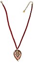 image for necklace (long) Yoga coralline/lila antique brass (coloured designed teardrop-shape element on coloured cord neckline)