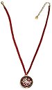 image for necklace (long) Yoga coralline/lila antique brass (coloured designed round-shape element on coloured cord neckline)