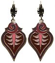 image for earring eurowire dangling Yoga coralline/lila antique brass (SS 29: burgundy stone; hang-in coloured designed drop-element)