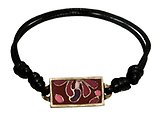 image for bracelet knot Yoga coralline/lila antique brass (coloured designed rectangular element & cord together)