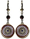 image for earring dangling Yoga coralline/lila antique brass (hang-in SS 20: burgundy stone & small coloured designed round element)