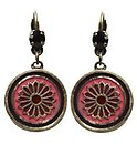 image for earring eurowire dangling Yoga coralline/lila antique brass (SS 24: burgundy; hang-in small coloured designed round element)