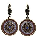 image for earring eurowire dangling Yoga coralline/lila antique brass (SS 24: burgundy; hang-in small coloured designed round element)