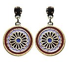 image for earring stud dangling Yoga coralline/lila antique brass (SS 24: burgundy; hang-in small coloured designed round element)