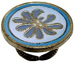 image for ring Yoga blue antique brass (coloured designed round element)
