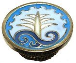 image for ring Yoga blue antique brass (coloured designed round element)