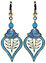 image for earring dangling Yoga blue antique brass (hang-in coloured designed drop-element with SS 20: carribean blue opal stone)