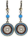 image for earring dangling Yoga blue antique brass (hang-in SS 20: carribean blue opal stone & small coloured designed round element)