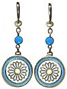 image for earring dangling Yoga blue antique brass (hang-in SS 20: carribean blue opal stone & small coloured designed round element)