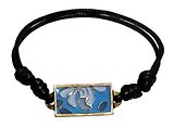 image for bracelet knot Yoga blue antique brass (coloured designed rectangular element & cord together)