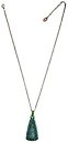 image for necklace pendant (long) Africanica green/turquoise antique silver (big diamond-shape element with stones on 72 cm chain neckline)