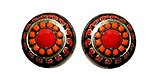 image for earring clip Africanica red/orange antique brass (small round element with stones)