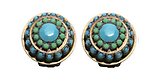 image for earring clip Africanica green/turquoise antique silver (small round element with stones)