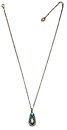 image for necklace pendant (long) Africanica green/turquoise antique silver (small teardrop-shape element with stones on 72 cm chain neckline)