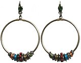 image for earring eurowire dangling Beduin multi antique brass (SS 24: fern green; hang-in small metal ring with several bended thread elements, stones & round rings)