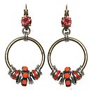 image for earring eurowire dangling Beduin coralline/orange antique silver/antique brass