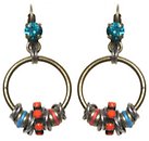 image for earring eurowire dangling Beduin multi/orange antique silver/antique brass