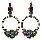 image for earring eurowire dangling Beduin multi/turquoise antique silver/antique brass