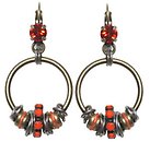 image for earring eurowire dangling Beduin orange antique silver/antique brass