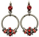 image for earring eurowire dangling Beduin red antique silver/antique brass