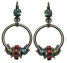 image for earring eurowire dangling Beduin multi/red antique silver/antique brass