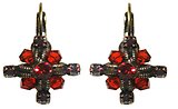 image for earring eurowire Cathedral red indian pink antique brass
