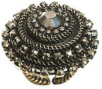 image for ring Rock 'n' Glam brown antique brass (38,5x32 mm metal round element with several chain & crystal metallic lt.gold stones around)