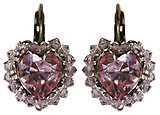 image for earring eurowire Heart pink antique brass (bended lt.rose heart)