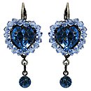 image for earring eurowire dangling Heart blue antique silver (bended heart & hang-in SS 24: aquamarine tutui)
