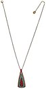 image for necklace pendant (long) Africanica multi antique brass (big diamond-shape element with stones on 72 cm chain neckline)