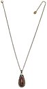 image for necklace pendant (long) Africanica multi antique brass (small teardrop-shape element with stones on 72 cm chain neckline)