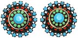 image for earring clip Africanica multi antique brass (medium round element with stones around)