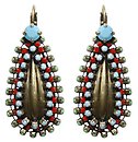 image for earring eurowire Africanica multi antique brass (small teardrop-like element with stones)