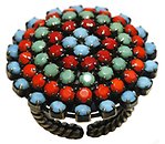 image for ring Africanica multi antique brass (medium round element with stones around)