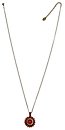 image for necklace pendant Africanica red/orange antique brass (small flower-like element with stones on 72 cm chain neckline)