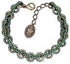 image for necklace collier Africanica green/turquoise antique silver (several double knot-like chain with stones)