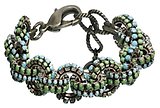 image for bracelet Africanica green/turquoise antique silver (several double knot-like chain with stones)