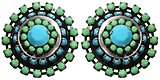 image for earring clip Africanica green/turquoise antique silver (medium round element with stones around)